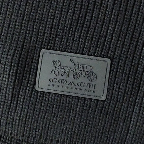 Coach Chunky Patch Long Wool Knit Scarf Black Fall Winter NWT - Picture 3 of 6